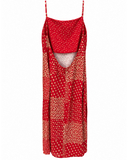VESTIDO MIDI VERMELHO ESTAMPADO