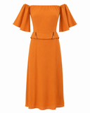 VESTIDO MIDI AMARELO MOSTARDA