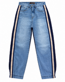 CALÇA JEANS COM TECIDO ANIMALE