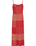 VESTIDO MIDI VERMELHO ESTAMPADO
