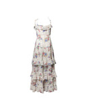 VESTIDO LONGO FLORIDO COM BABADOS