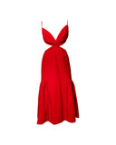 VESTIDO MIDI RECORTES VERMELHO