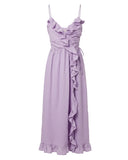 VESTIDO MIDI BABADOS LILÁS