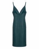 VESTIDO MIDI EM COURO AZUL PETRÓLEO