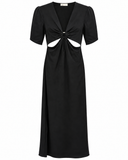 VESTIDO MIDI PRETO RECORTES