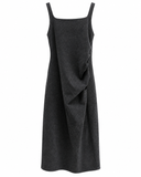 VESTIDO MIDI CINZA SHOULDER