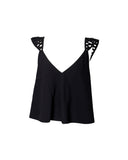 BLUSA PRETA ALÇA COM RECORTES