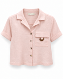 CAMISA CROPPED LINHO ROSA