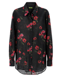 CAMISA LINHO PRETA ESTAMPADA