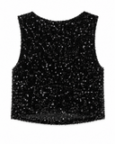 BLUSA CROPPED PAETÊ PRETA