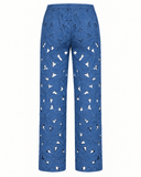 CALÇA BORDADA FLOR AZUL VIX