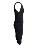 VESTIDO MIDI FRANZIDO PRETO