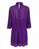 VESTIDO CURTO GOLA ALTA ROXO