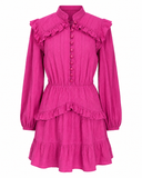VESTIDO CURTO ROSA BUFANTE COM BABADOS