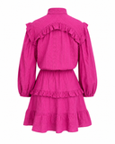 VESTIDO CURTO ROSA BUFANTE COM BABADOS