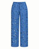 CALÇA BORDADA FLOR AZUL VIX