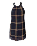 VESTIDO CURTO XADREZ AZUL MARINHO