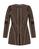 VESTIDO EM COURO PRETO E NUDE