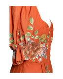 VESTIDO MIDI TERRA COM BORDADOS FLORAIS