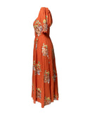 VESTIDO MIDI TERRA COM BORDADOS FLORAIS