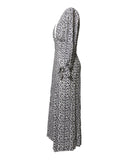 VESTIDO MIDI ESTAMPADO PRETO E BRANCO
