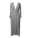 VESTIDO MIDI ESTAMPADO PRETO E BRANCO