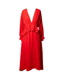 VESTIDO MIDI VERMELHO MANGA LONGA