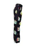 CALÇA PRETA BORDADOS FLORAIS