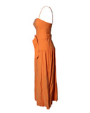 VESTIDO MIDI LARANJA COM CINTO
