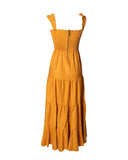 VESTIDO LONGO AMARELO ALÇA BABADOS