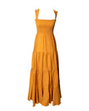 VESTIDO LONGO AMARELO ALÇA BABADOS