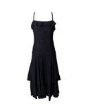 VESTIDO MIDI BABADOS PRETO