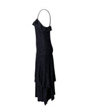 VESTIDO MIDI BABADOS PRETO