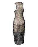 VESTIDO LONGO TULE ONÇA VERDE