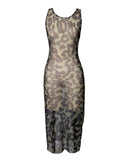 VESTIDO LONGO TULE ONÇA VERDE
