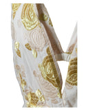 VESTIDO MIDI BORDADO FLORAL DOURADO