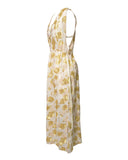 VESTIDO MIDI BORDADO FLORAL DOURADO