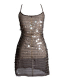 VESTIDO CURTO BRILHOS MARROM