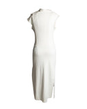 VESTIDO MIDI OFF WHITE DETALHE ZÍPER
