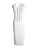 VESTIDO MIDI OFF WHITE DETALHE ZÍPER