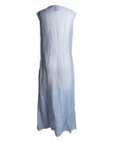 VESTIDO LONGO AZUL COM PENAS