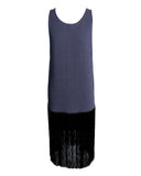 VESTIDO MIDI AZUL FRANJAS