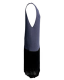 VESTIDO MIDI AZUL FRANJAS