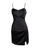 VESTIDO CURTO ACETINADO PRETO
