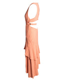 VESTIDO MIDI/LONGO RECORTES ROSA