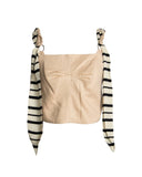 TOP CROPPED NUDE COM LENÇO LISTRADO