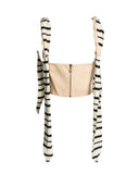 TOP CROPPED NUDE COM LENÇO LISTRADO