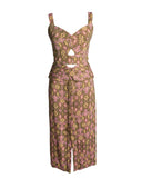 SAIA MIDI ESTAMPADA ROSA E VERDE