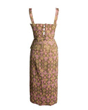 SAIA MIDI ESTAMPADA ROSA E VERDE