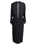 VESTIDO MIDI PRETO TRANSPASSADO